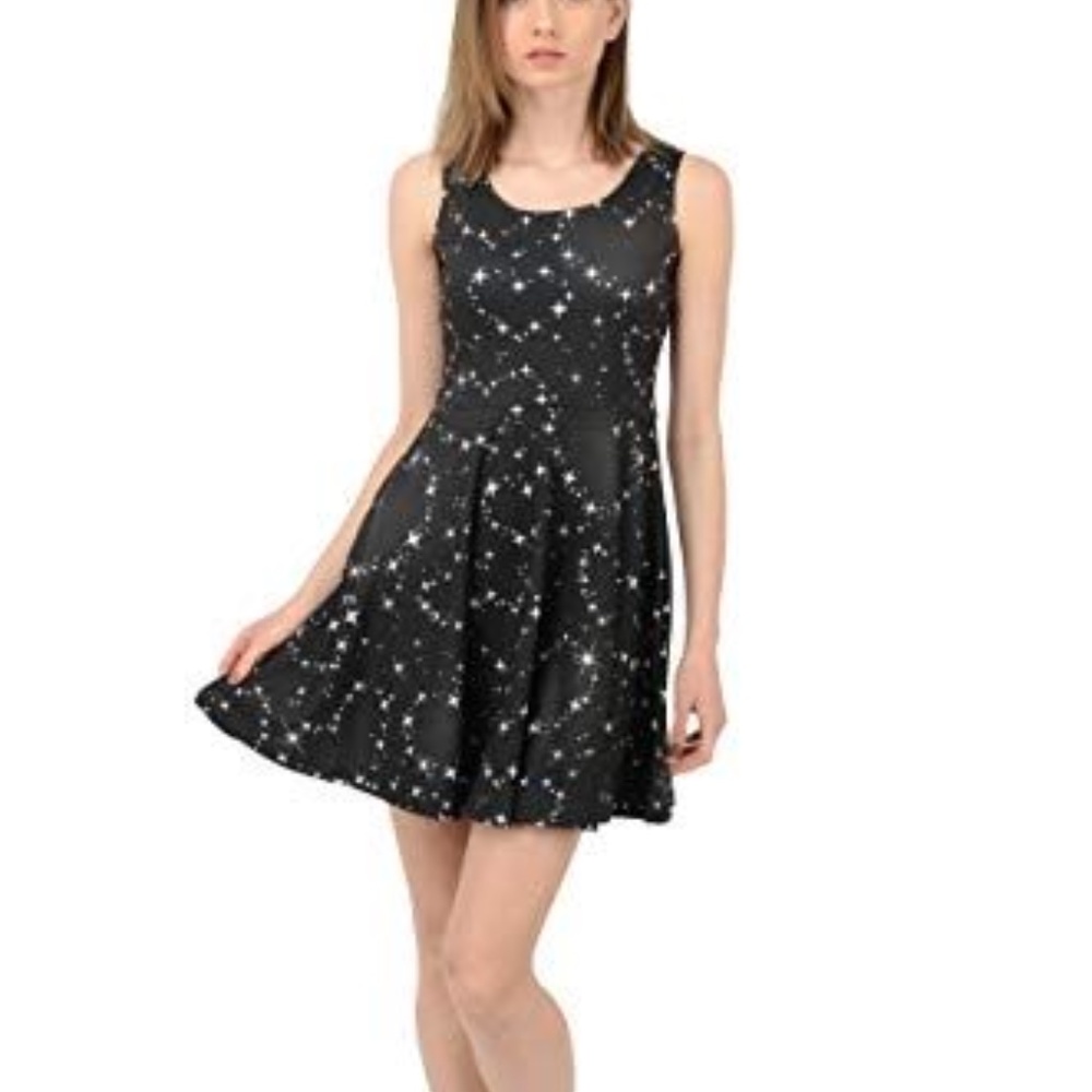 CowCow Starry Black Night Skater Dress